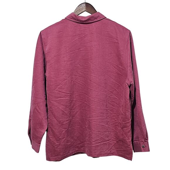 Alfred Dunner Long Sleeve Button Up Embroidered Mauve Size 16P Grannycore - Picture 6 of 9